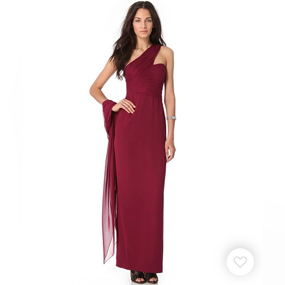 Marchesa Notte Grecian Goddess Gown One Shoulder Raspberry Dress 4